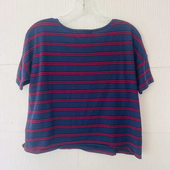 Vans 90s Crop Top Tee Womens S Blue Red Striped Retro Skater T- Shirt Grunge - Picture 2 of 5